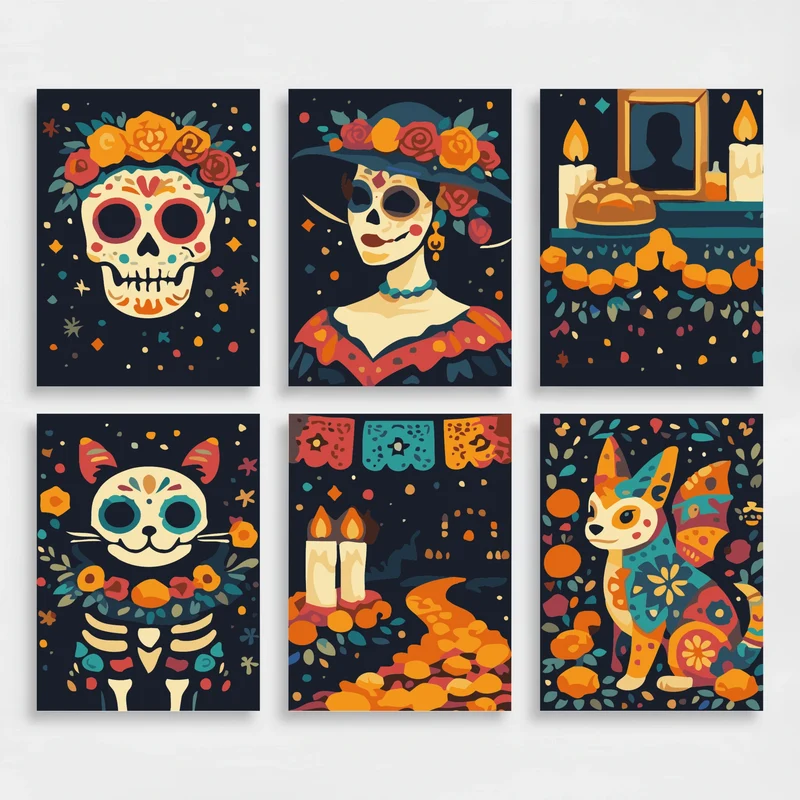Day Of The Dead - Mini Paint by Numbers Set