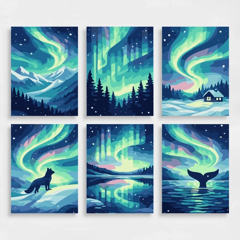 Northern Lights - Mini Paint by Numbers Set