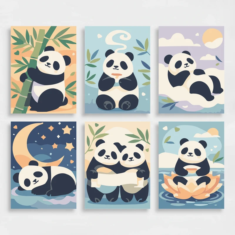 Pandas - Mini Paint by Numbers Set