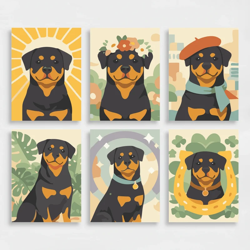 Rottweilers - Mini Paint by Numbers Set