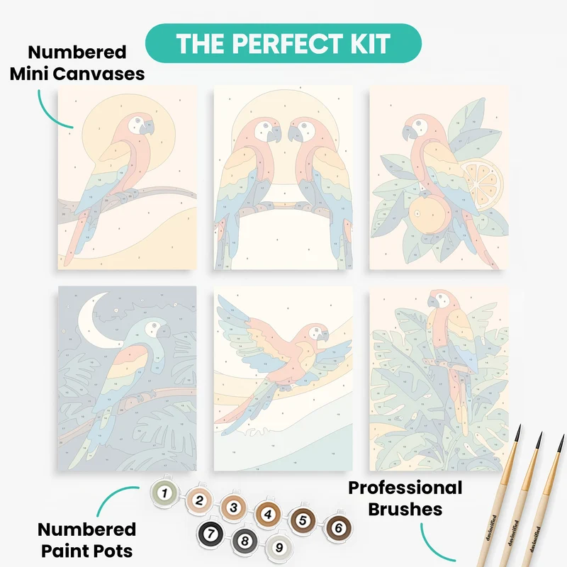 Parrots - Mini Paint by Numbers Set