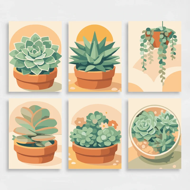 Desert Garden - Mini Paint by Numbers Set