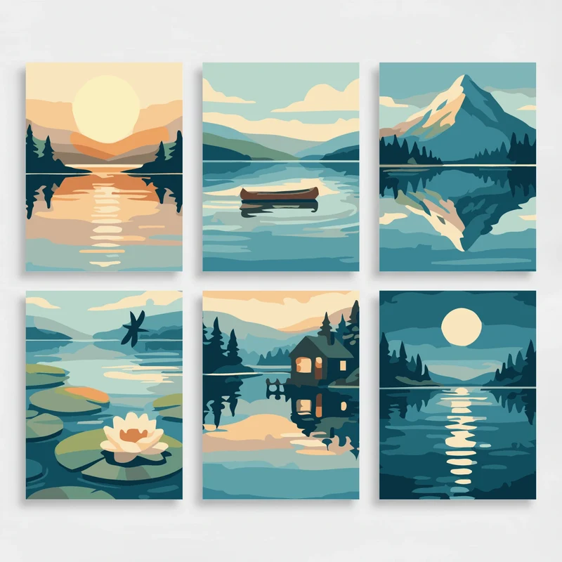 Tranquil Lakes - Mini Paint by Numbers Set