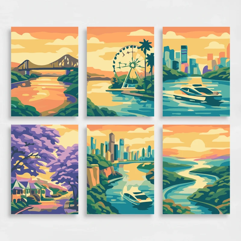 Brisbane River Scenes - Mini Paint by Numbers Set