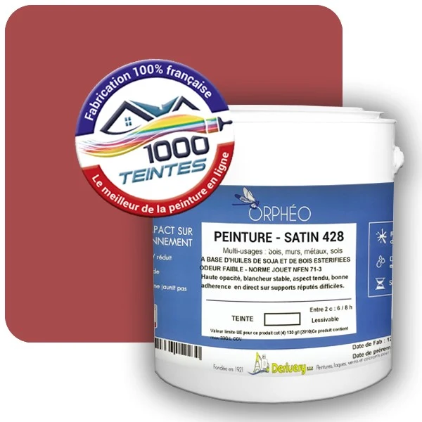 Peinture Anticorrosion Natura Orphéo® Les Rouges pleins (Mille Teintes E25-01) Intérieur/Extérieur SATIN