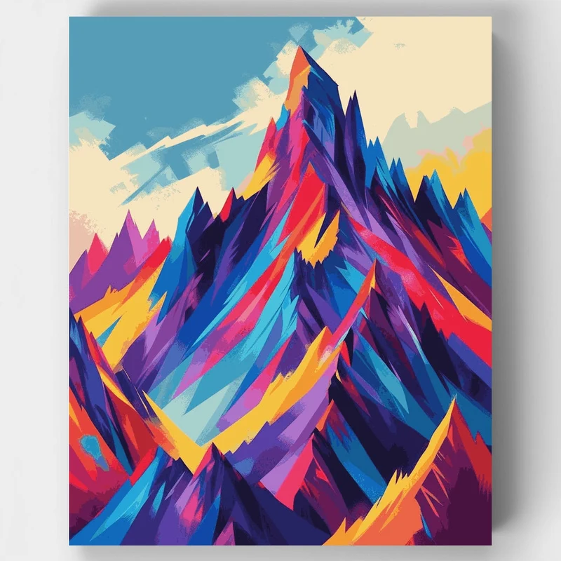 Sagarmatha National Park Vivid Jagged Peaks - Paint by Numbers Kit