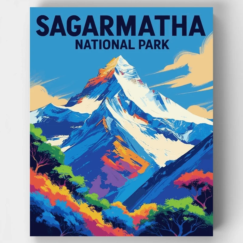 Sagarmatha National Park Everest Panorama - Paint by Numbers Kit