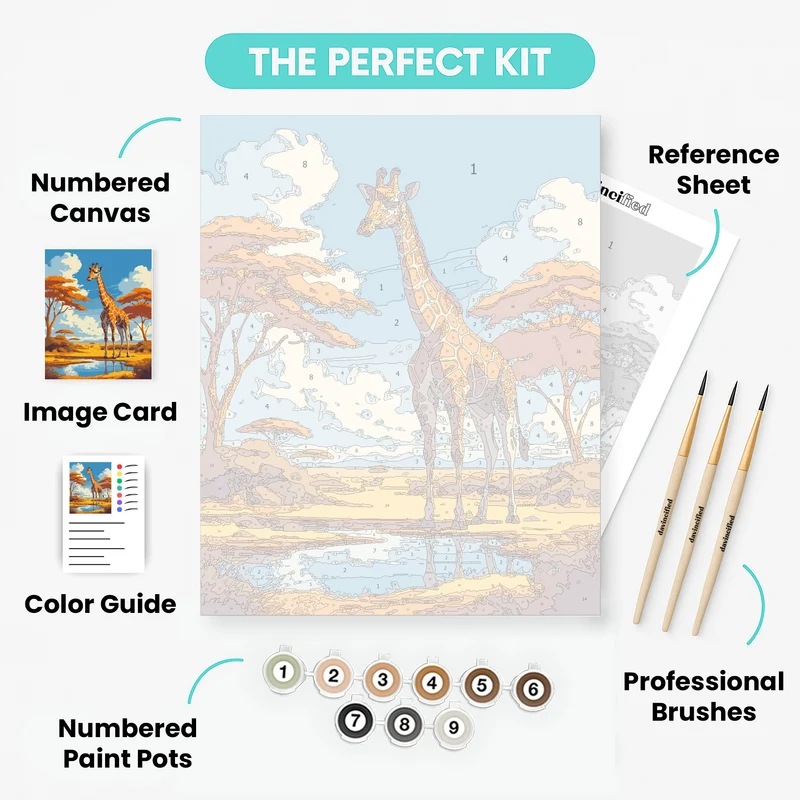 Giraffe at Masai Mara National Reserve - Paint by Numbers Kit