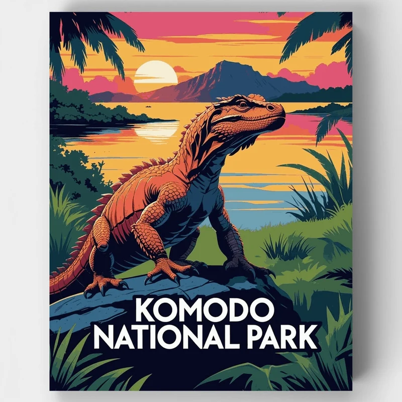 Sunset at Komodo National Park - Paint by Numbers Kit