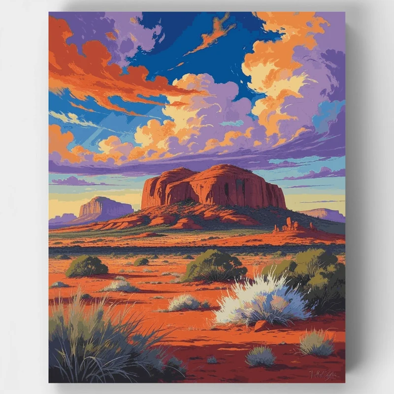 Uluru-Kata Tjuta Crimson Desert Skies - Paint by Numbers Kit