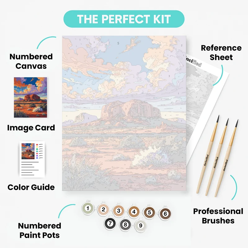 Uluru-Kata Tjuta Crimson Desert Skies - Paint by Numbers Kit