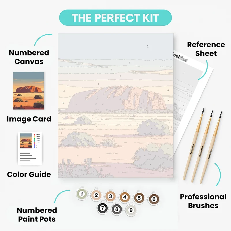 Uluru Ancient Red Rock at Dusk - Paint by Numbers Kit