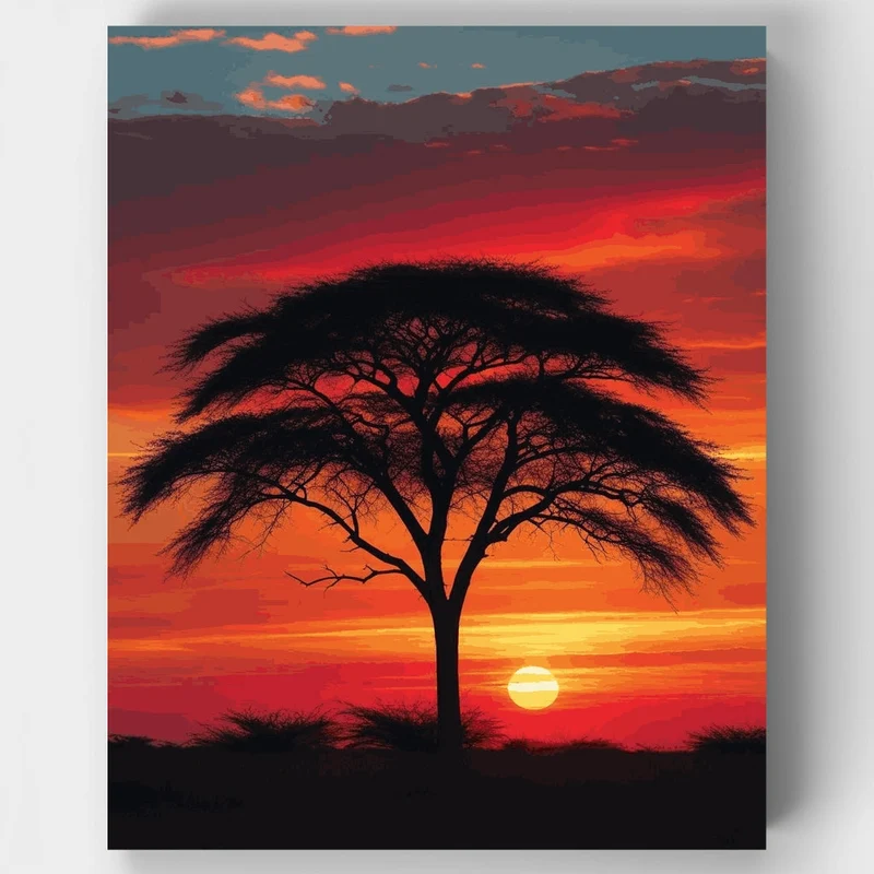 Masai Mara Acacia Sunset - Paint by Numbers Kit