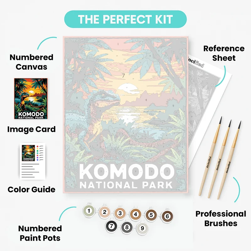Komodo National Park Dragon at Twilight - Paint by Numbers Kit