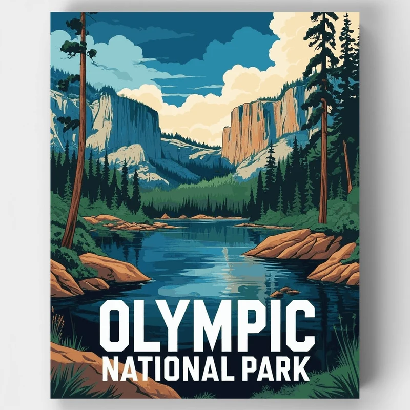 Olympic National Park Valley River Vista - Paint by Numbers Kit