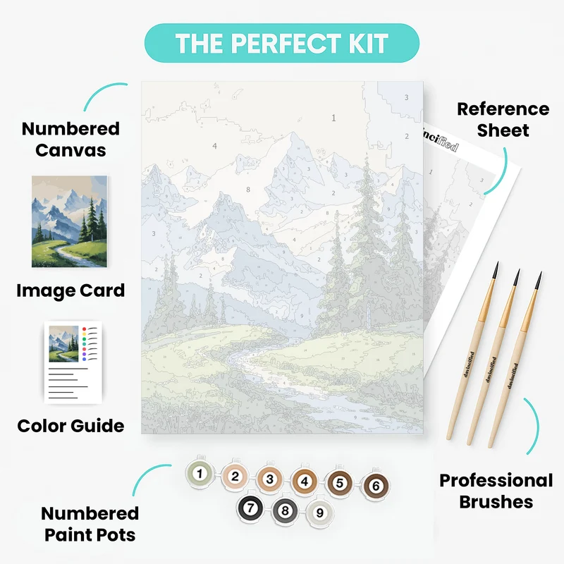 Mount Rainier National Park Alpine Meadow Trail - Paint by Numbers Kit