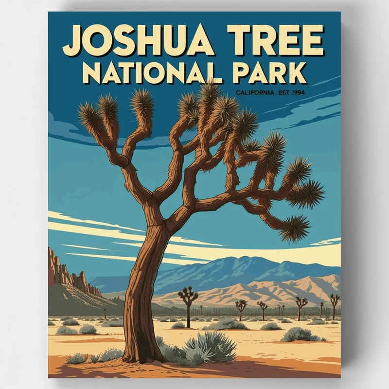 Joshua Tree National Park Classic Desert Panorama - Paint by Numbers Kit
