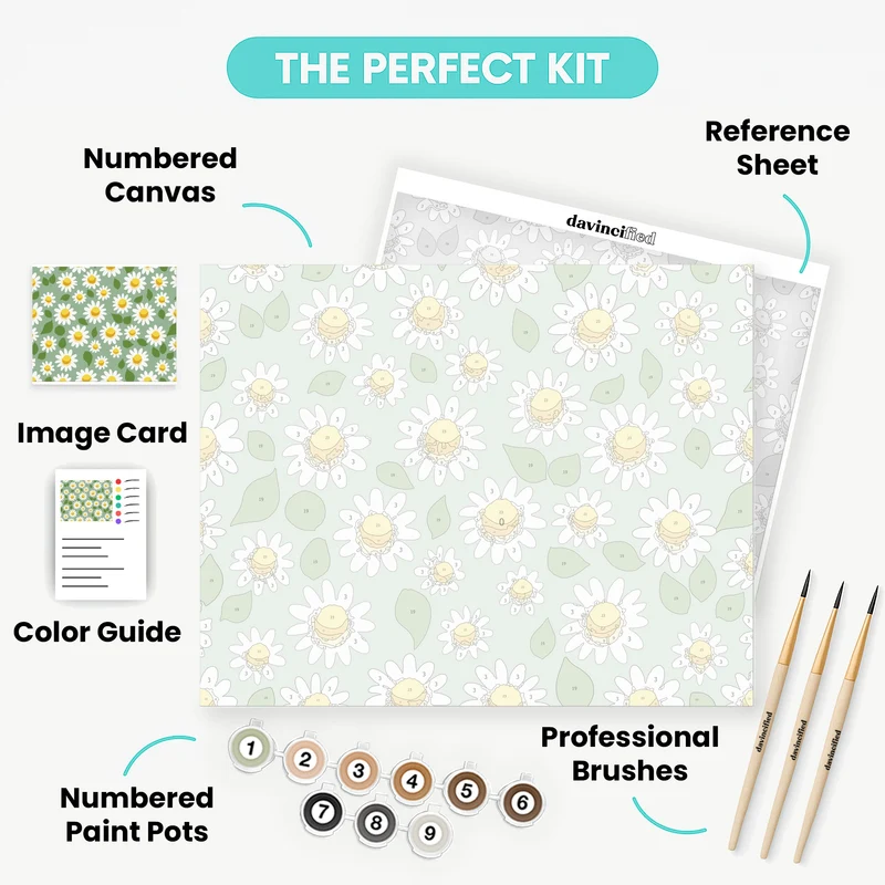 Cheerful Daisy Garden Pattern - Paint by Numbers Kit