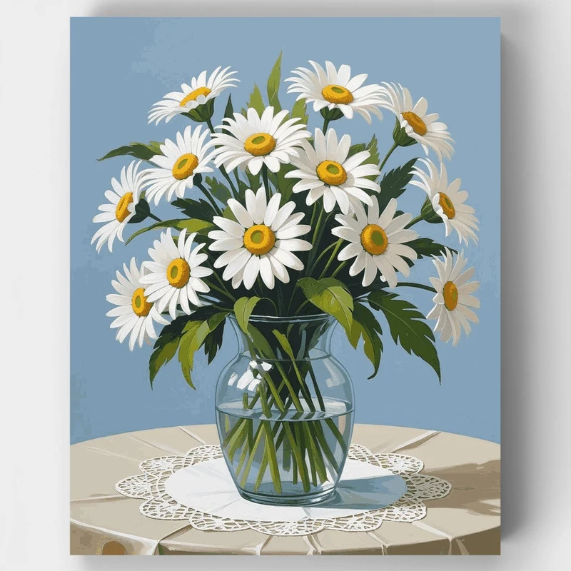 Daisy Bouquet in Glass Vase - Paint by Numbers Kit