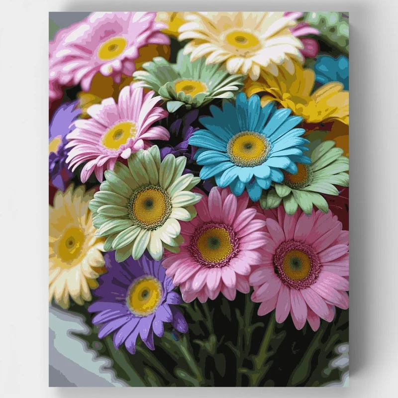 Vibrant Gerbera Daisies Bouquet - Paint by Numbers Kit