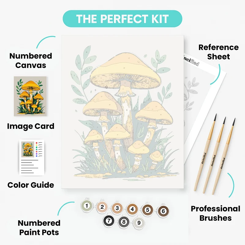Golden Mushroom Garden - Paint by Numbers Kit