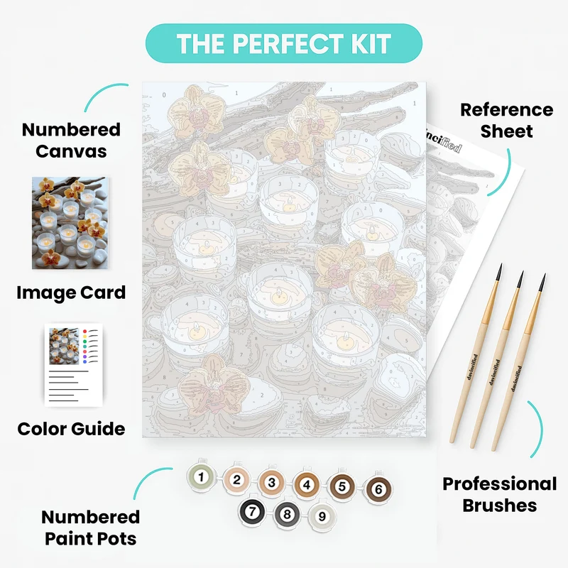 Zen Orchid Spa Candles - Paint by Numbers Kit