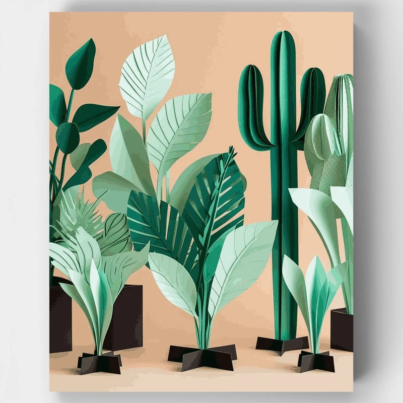 Paper Craft Tropical Plants - Paint by Numbers Kit