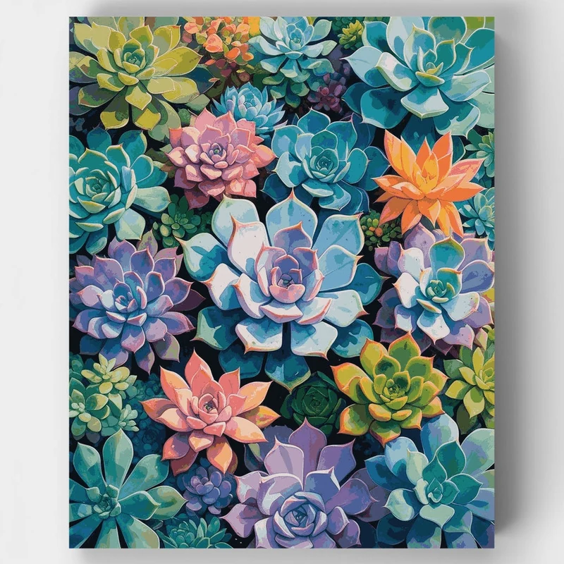 Vibrant Succulent Mosaic - Paint by Numbers Kit