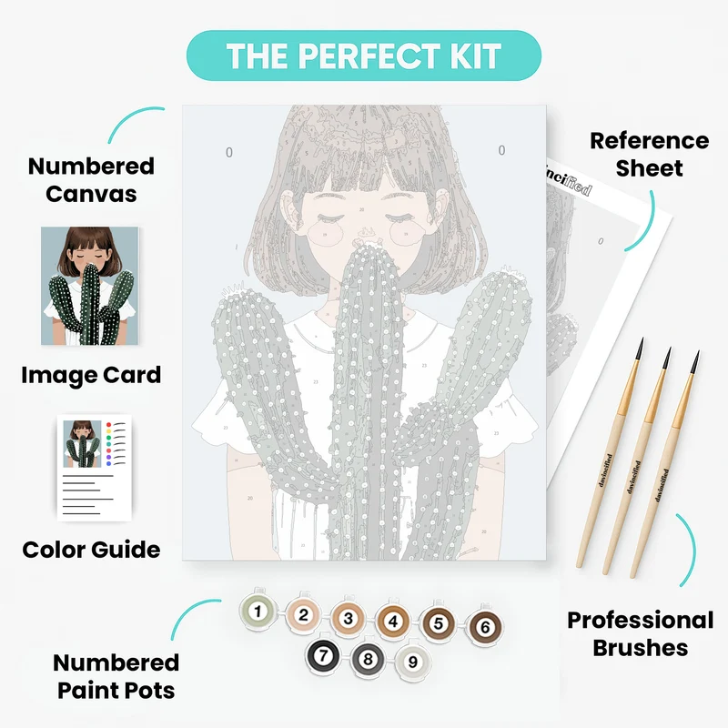 Girl with Cactus - Paint by Numbers Kit