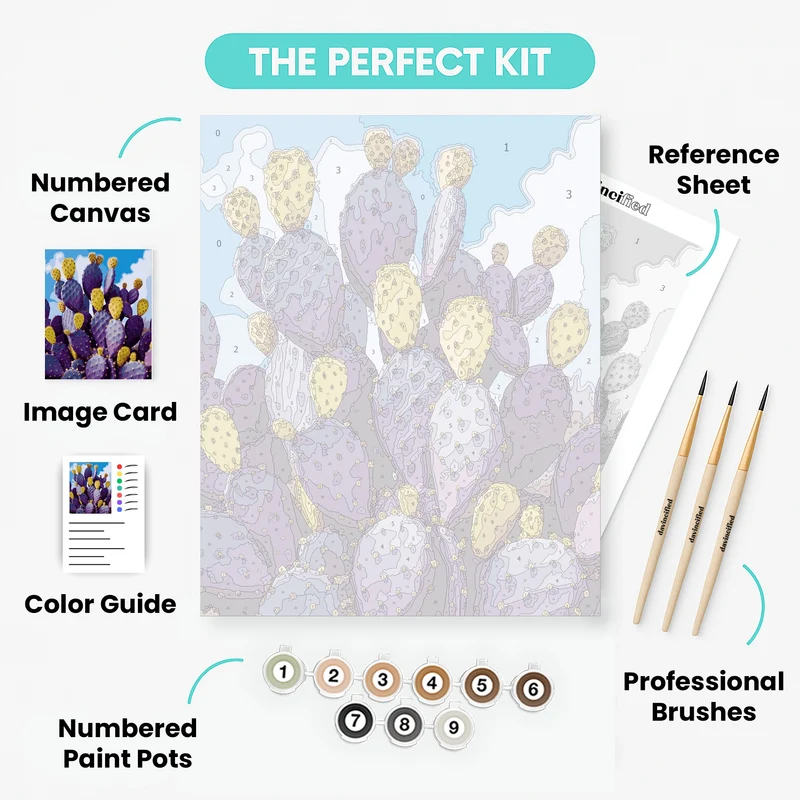 Purple Prickly Pear Cactus - Paint by Numbers Kit