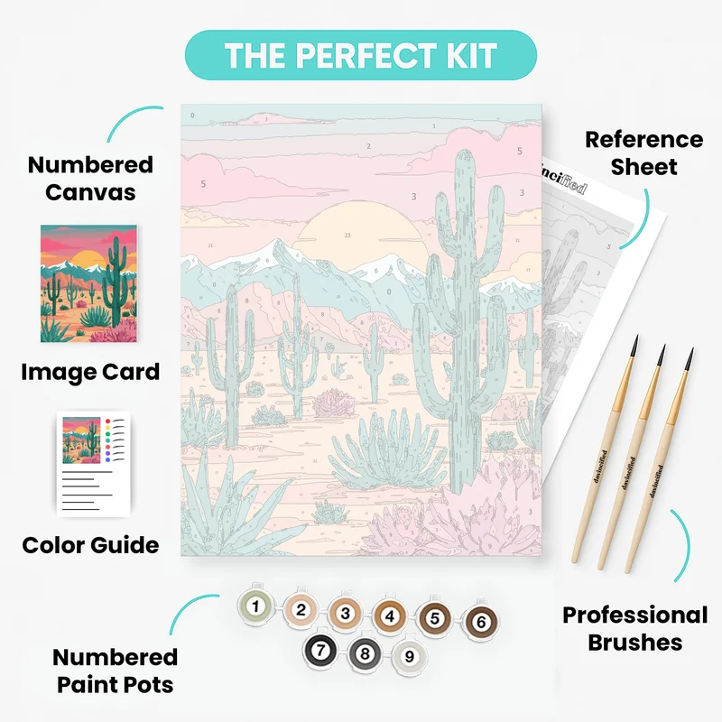 Desert Sunset with Saguaro Cacti - Paint by Numbers Kit