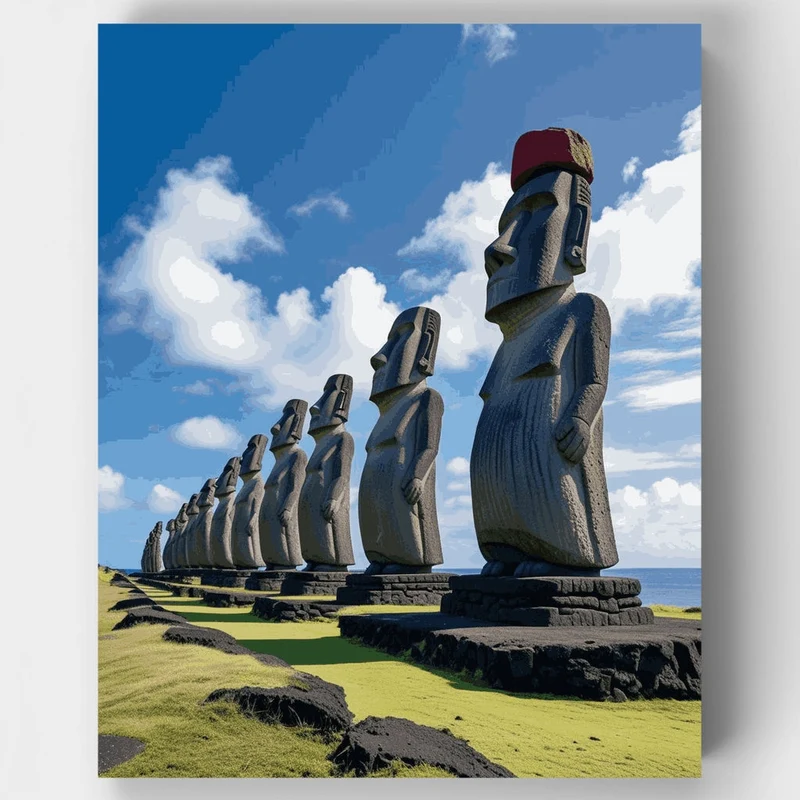 Easter Island Moai Guardians - Paint by Numbers Kit