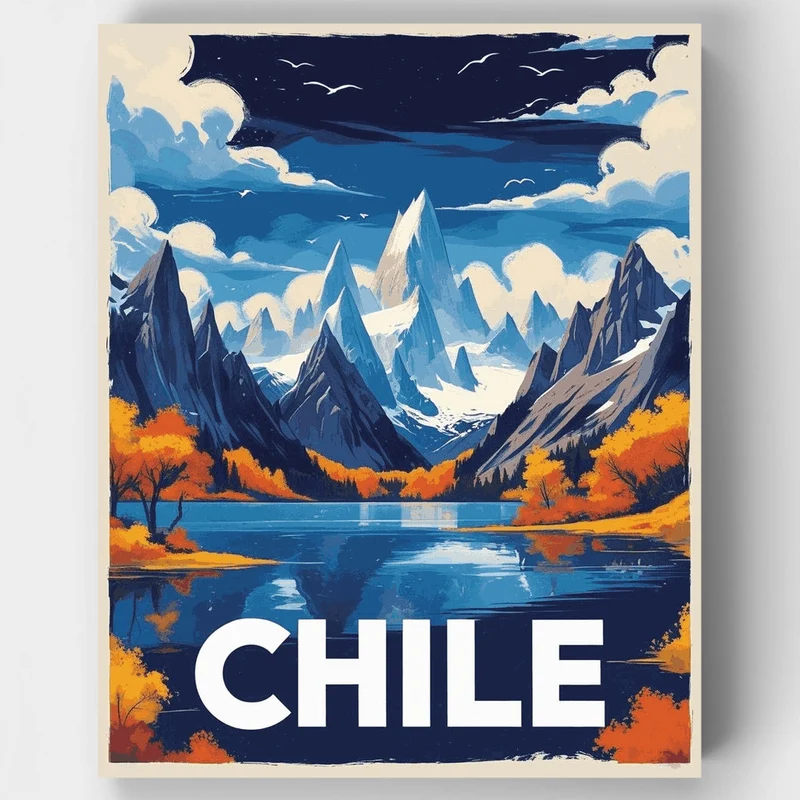 Chilean Patagonia Mountain Vista - Paint by Numbers Kit