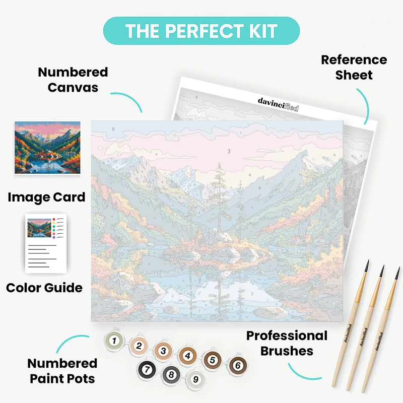 Mountain Lake Autumn Reflection - Paint by Numbers Kit