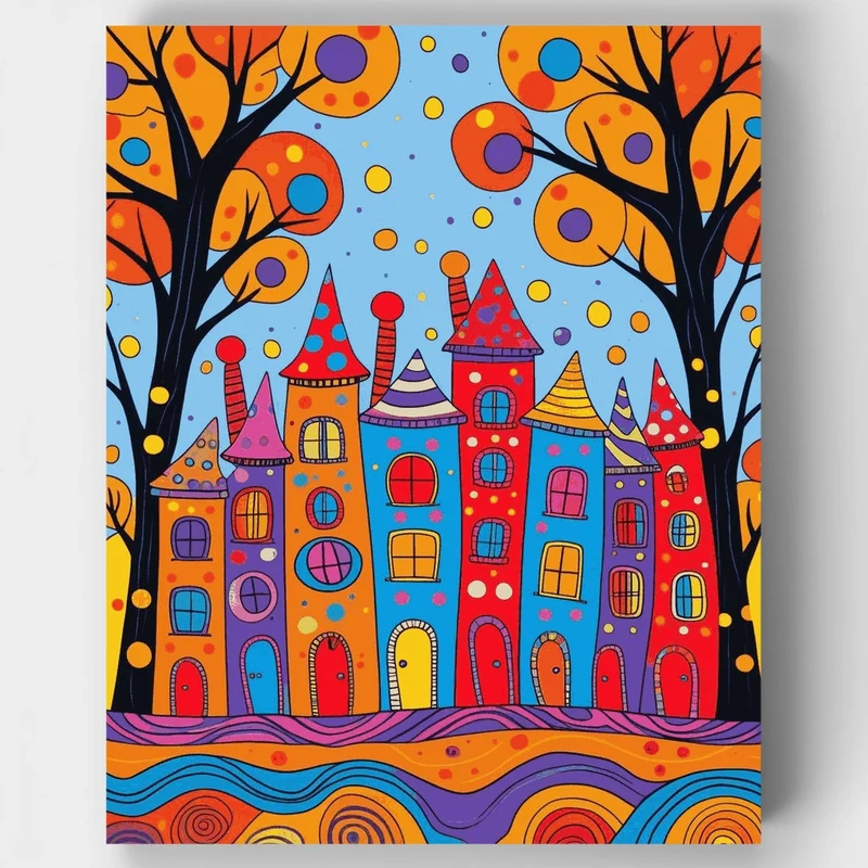 Whimsical Fairy Tale Village - Paint by Numbers Kit