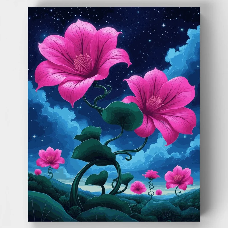 Cosmic Pink Hibiscus Fantasy - Paint by Numbers Kit