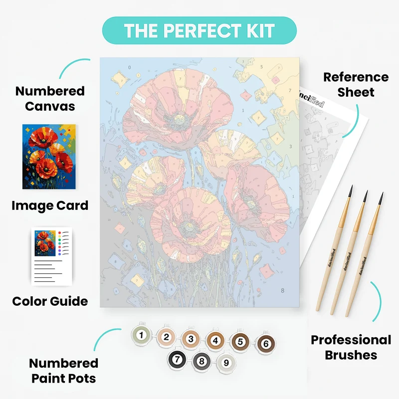 Vibrant Red Poppies - Paint by Numbers Kit