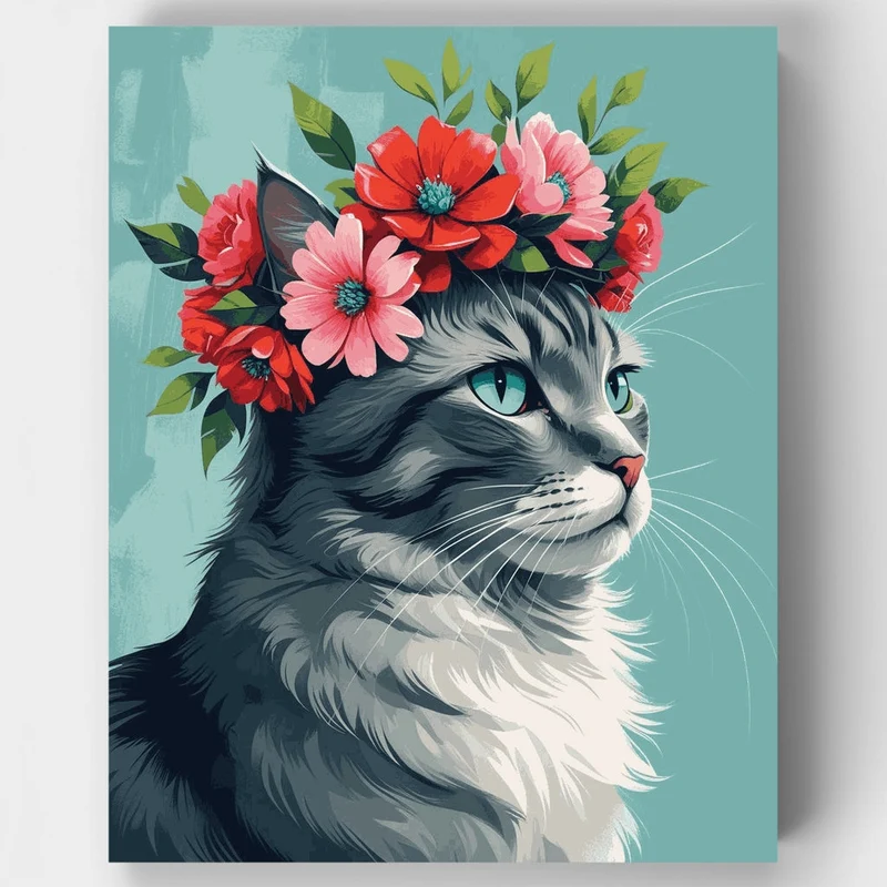 Floral Cat Crown - Paint by Numbers Kit
