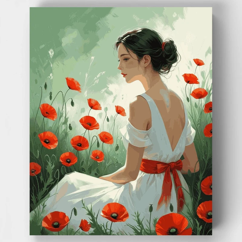 Woman in Poppy Field - Paint by Numbers Kit