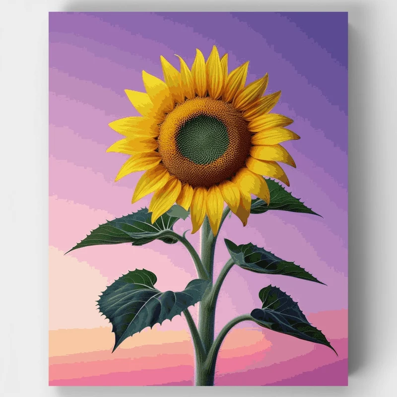 Sunflower Against Purple Sky - Paint by Numbers Kit