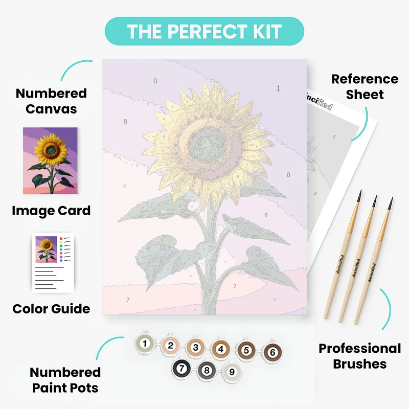 Sunflower Against Purple Sky - Paint by Numbers Kit