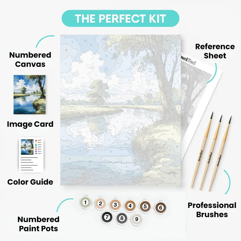 Okavango Delta Sunlit River Meadow Serenity - Paint by Numbers Kit