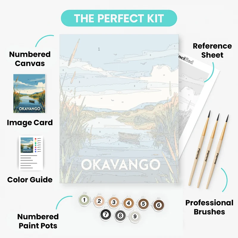Okavango Delta Reed Channel Rowboat - Paint by Numbers Kit