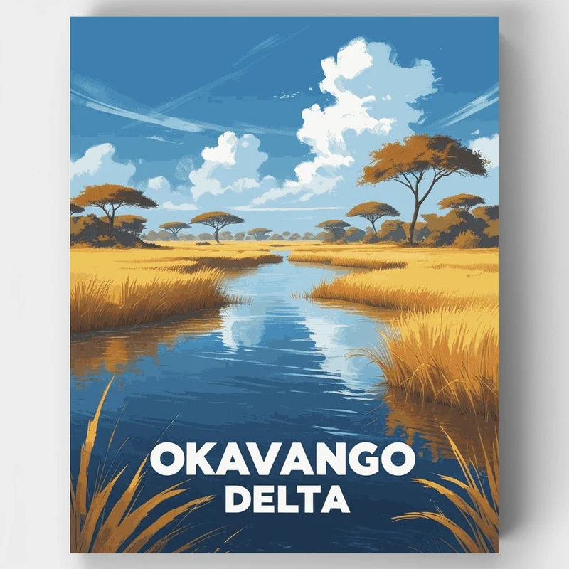 Okavango Delta Golden Savanna Channel - Paint by Numbers Kit