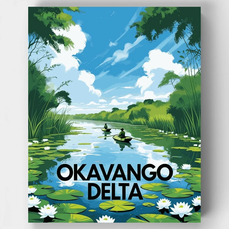 Okavango Delta Lily Pad Mokoro Journey - Paint by Numbers Kit