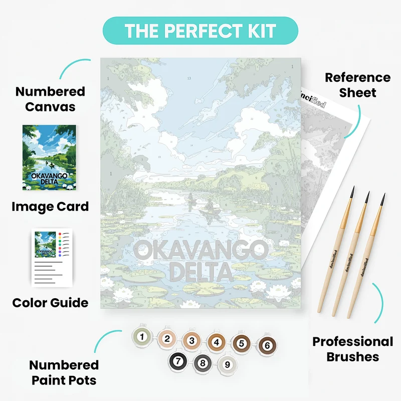 Okavango Delta Lily Pad Mokoro Journey - Paint by Numbers Kit