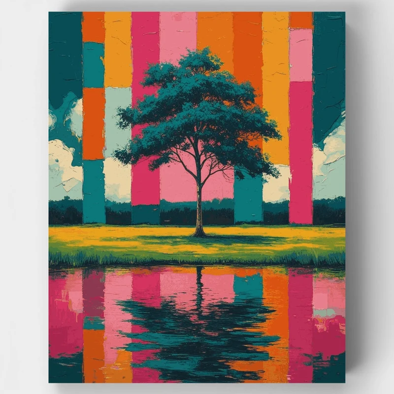 Okavango Delta Lone Tree Reflection - Paint by Numbers Kit
