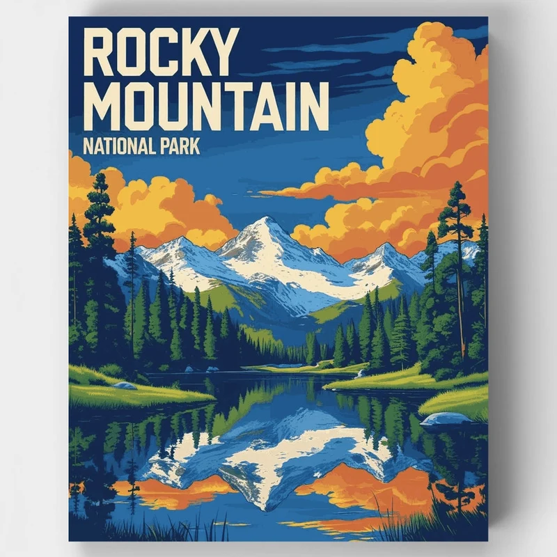 Rocky Mountain National Park Summer Lake Reflection - Paint by Numbers Kit