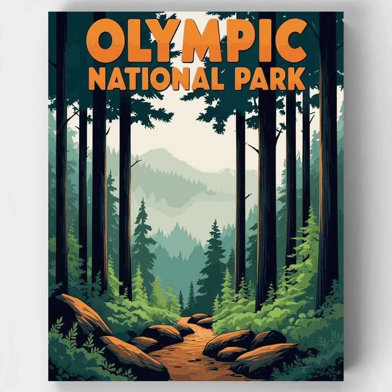 Olympic National Park Ancient Forest Trail - Paint by Numbers Kit