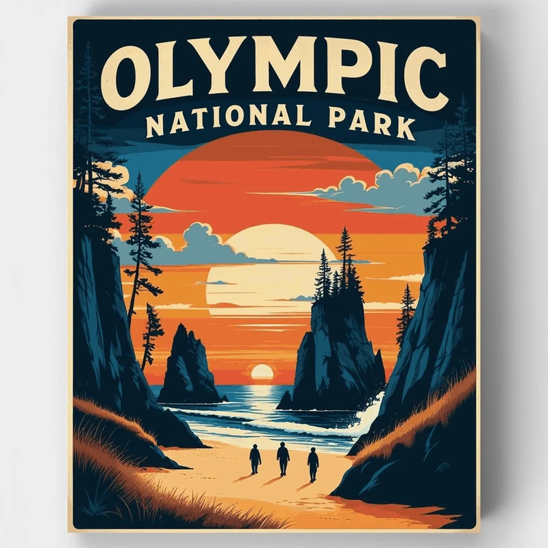 Olympic National Park Sunset Beach - Paint by Numbers Kit